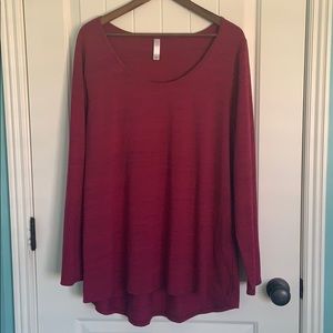 LuLaRoe Lynnae Long Sleeve Tee Burgundy